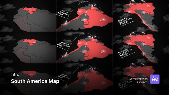 Intro - South America Map After Effects Project Files broadcast-packages template preview