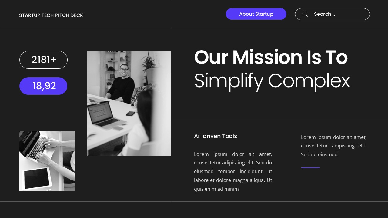 Startup Tech Pitch Deck Powerpoint Template, Presentation Templates
