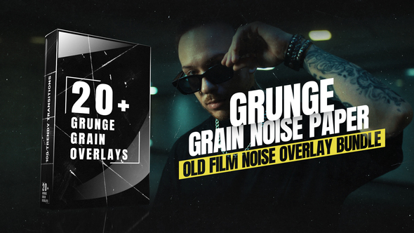 Grunge Grain Noise Paper Overlays-Old Film Noise Overlay Bundle Elements template preview