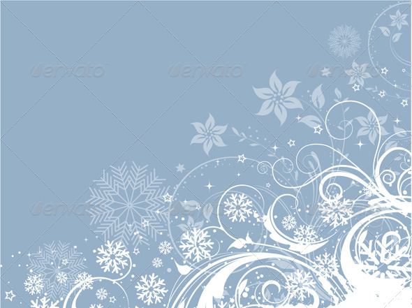 Decorative Winter Floral Background - Christmas Seasons/Holidays