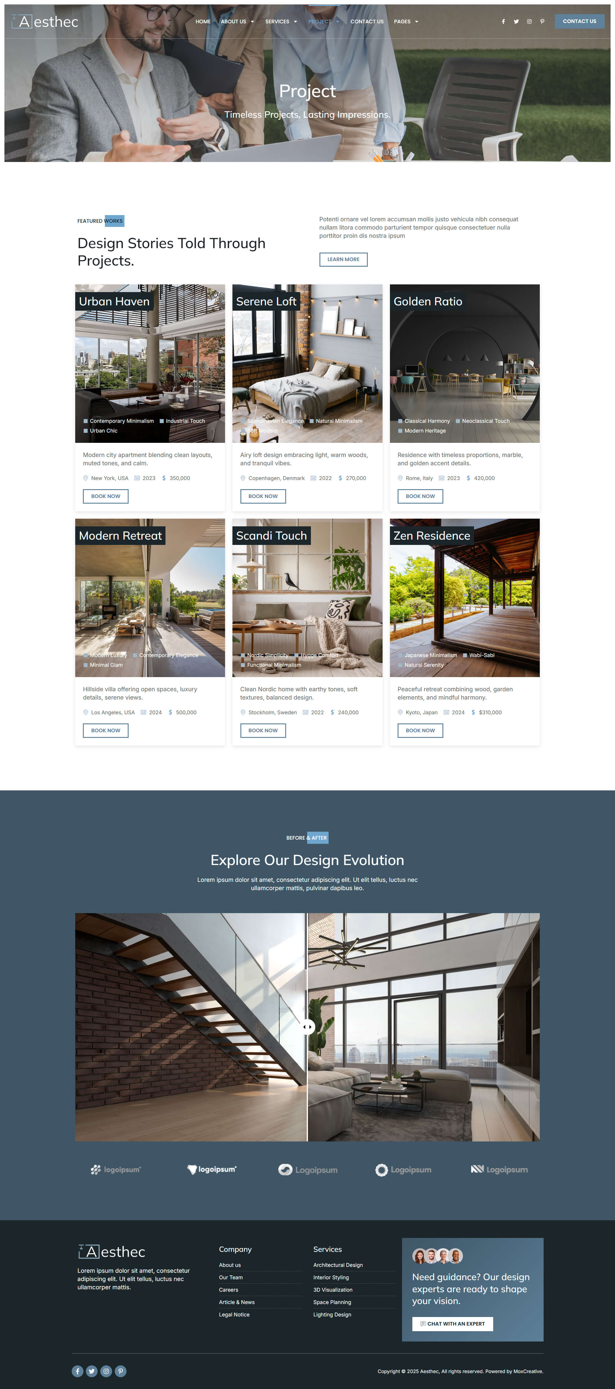 Aesthec - Architecture & Interior Design Service Elementor Template Kit ...