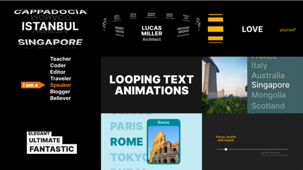 Looping Text Animations Titles template preview