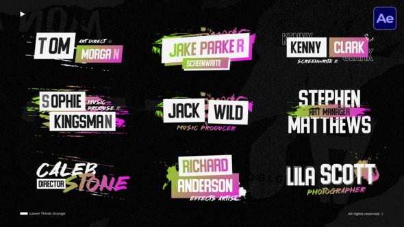 Lower Thirds Grunge  AE Elements template preview