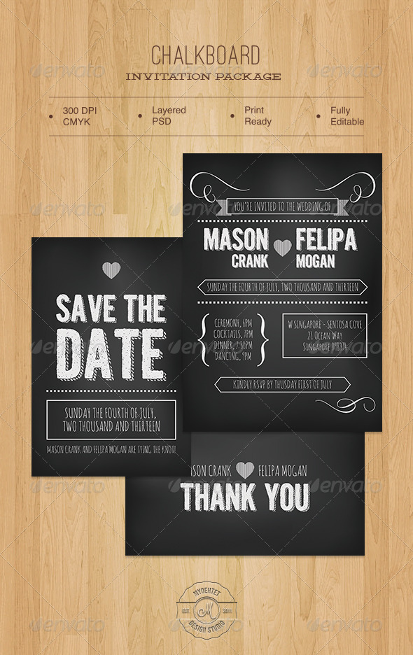 Chalkboard Invitation Package - Weddings Cards & Invites