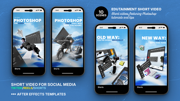 Photoshop Edutainment Video Template for TikTok/Reels/Shorts Product Promo template preview