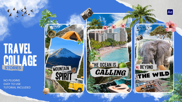 Travel Collage Stories Elements template preview