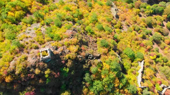 Aerial Spin Around Rkoni Fortress Tower Ruins alt