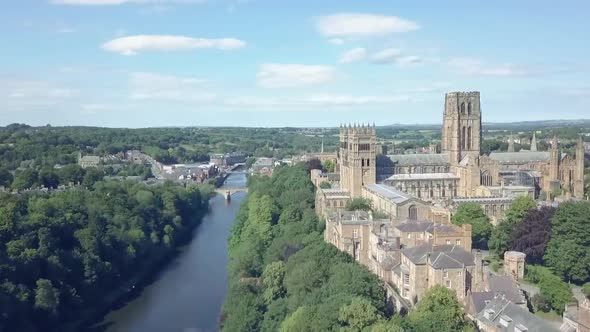 Aerial view of Durham Cathedral in North East England. alt