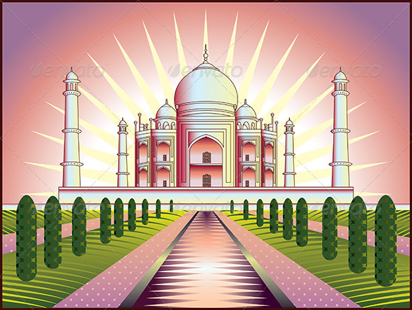 Landscape with Taj Mahal in India by andegro4ka | GraphicRiver