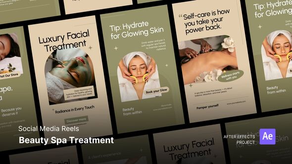 Reels - Beauty Spa Treatment After Effects Project Files broadcast-packages template preview