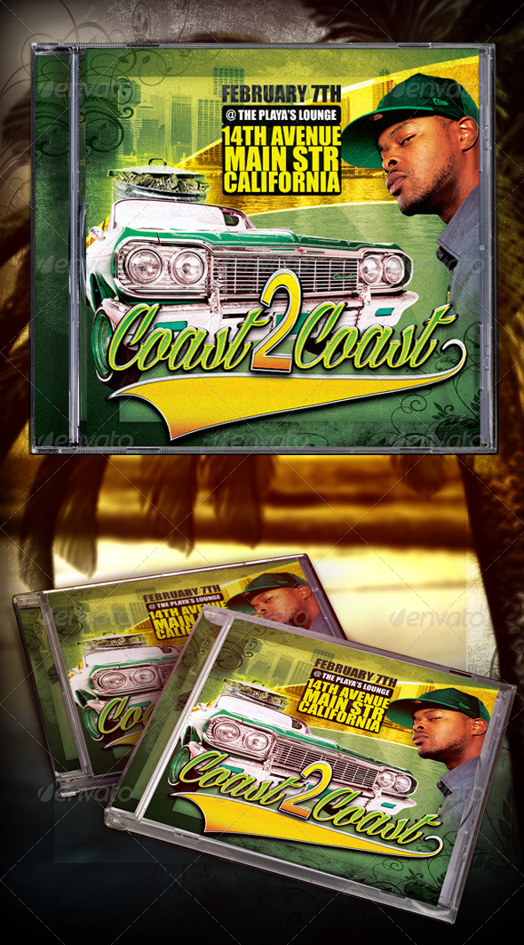 Coast 2 Coast Mixtape/CD Template - CD & DVD Artwork Print Templates
