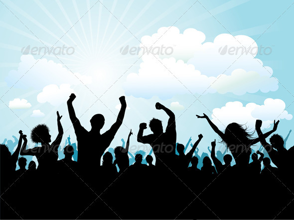 Party crowd outside - People Characters