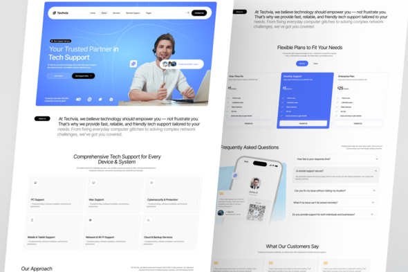 Techvia - Tech Support Service Elementor Template Kit