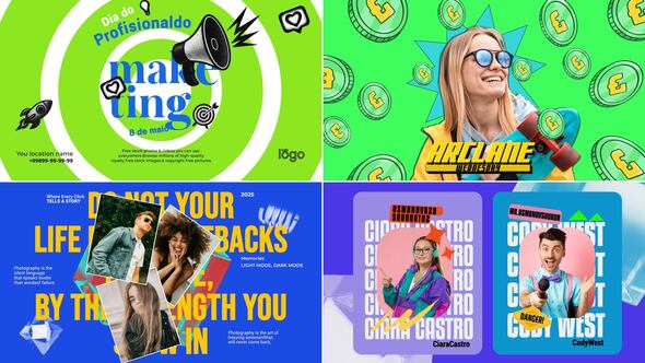 Creative Typography Intro & Photo Montage – Unique Titles & Slideshow Templates Openers template preview