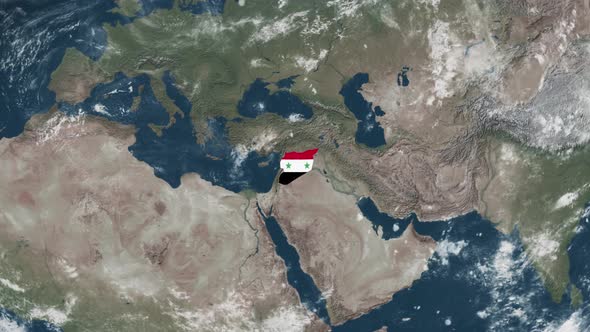4K Globe Map of Syria with a flag (Highlighted) alt