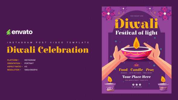 Celebrate Diwali with Dazzling Instagram Portrait Posts Product Promo template preview