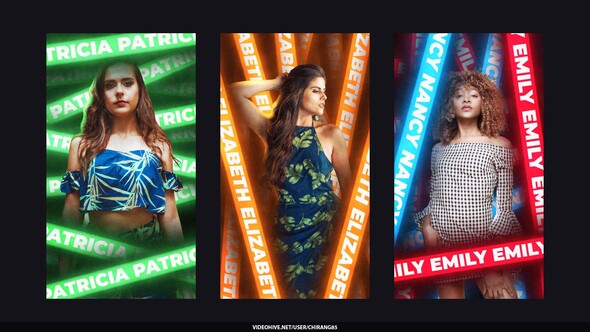 Neon Type Seamless Stories Openers template preview