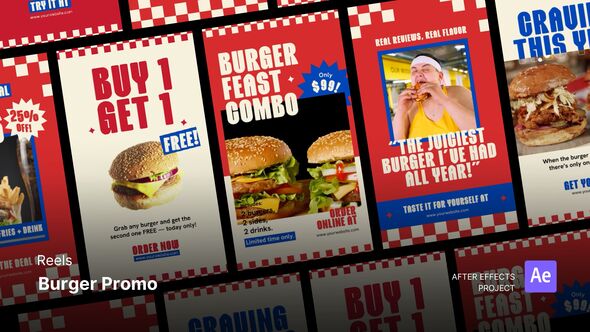 Reels - Burger Promo After Effects Project Files Product Promo template preview
