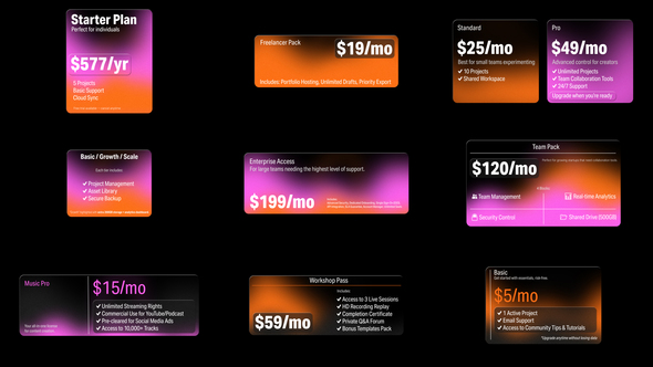 Pricing Table Glass Infographics template preview