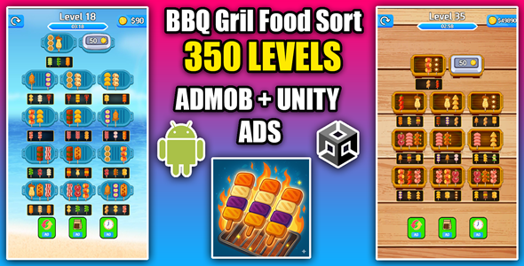 BBQ Grill Food Sort Puzzle Unity Game Source Code