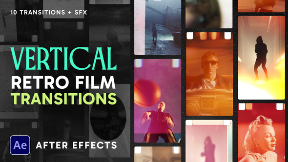 Vertical Retro Film Transitions Elements template preview