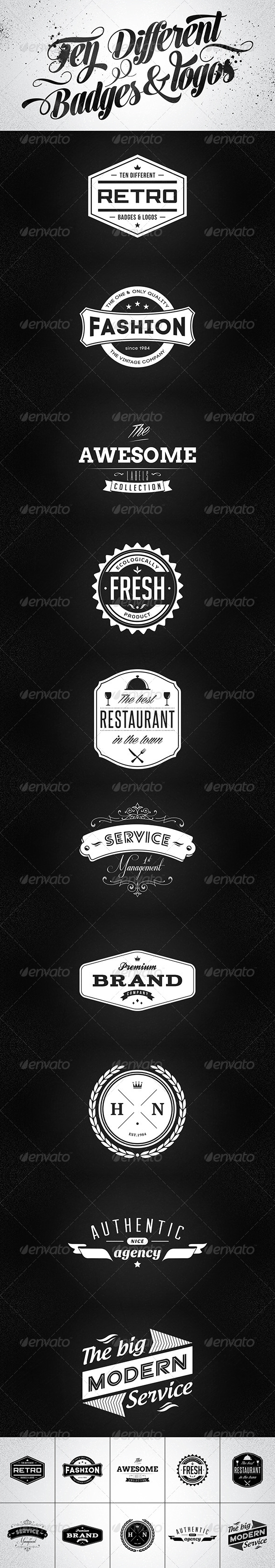 10 Retro Badges & Logos Vol.1 - Badges & Stickers Web Elements
