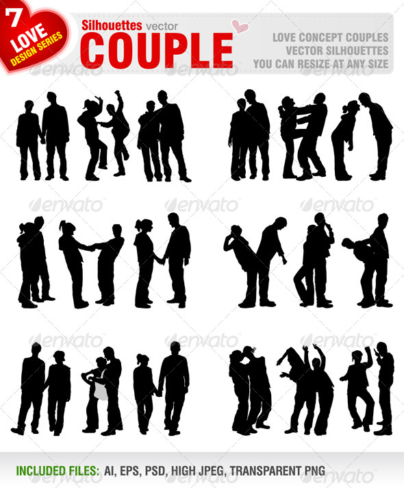 silhouettes of couples in love