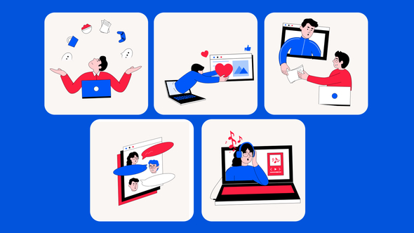 Online Activity Illustration Elements template preview