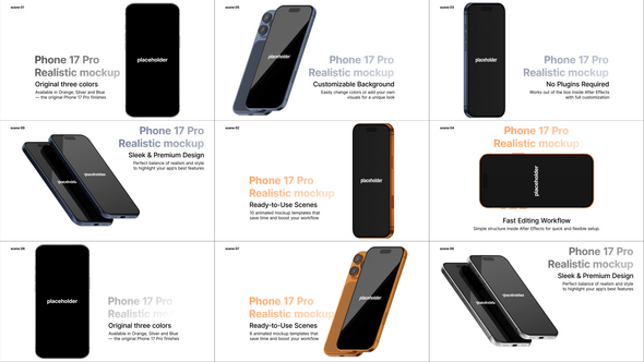 Realistic Phone 17 Pro Mockup App Product Promo template preview