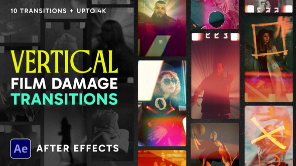 Vertical Film Damage Transitions Elements template preview
