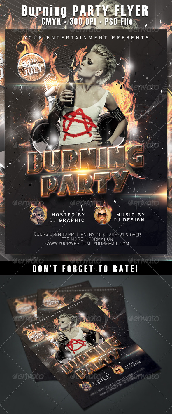 Burning Party Flyer - Clubs & Parties Events