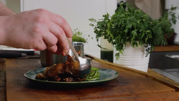 Duck Steak over Green Beans Appetizing alt