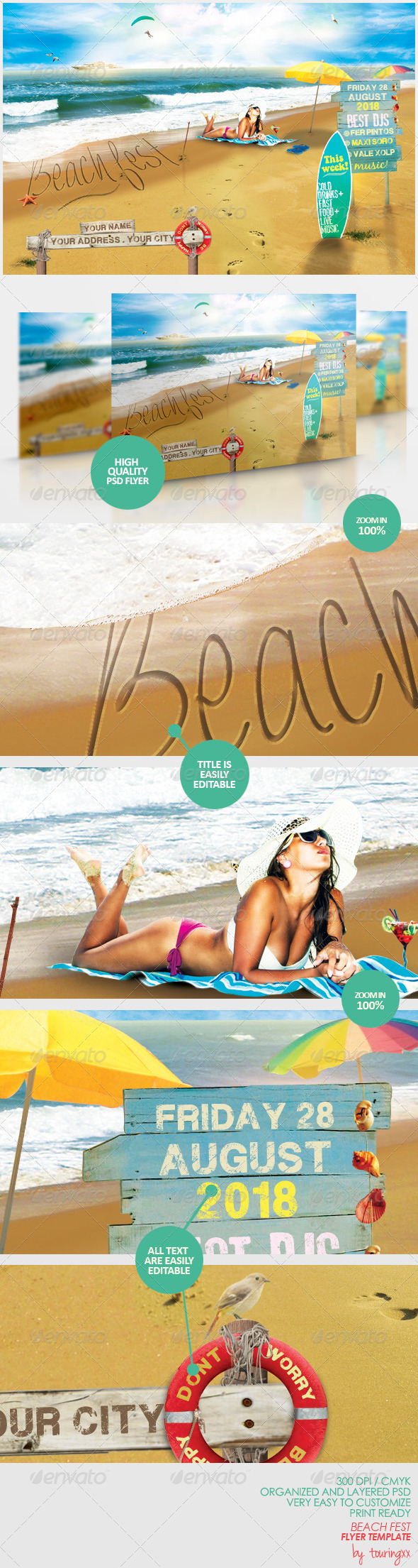 Beach Fest Flyer Template - Flyers Print Templates
