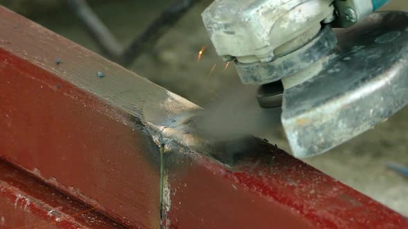 Grinding the Welding Place with an Angle Grinder