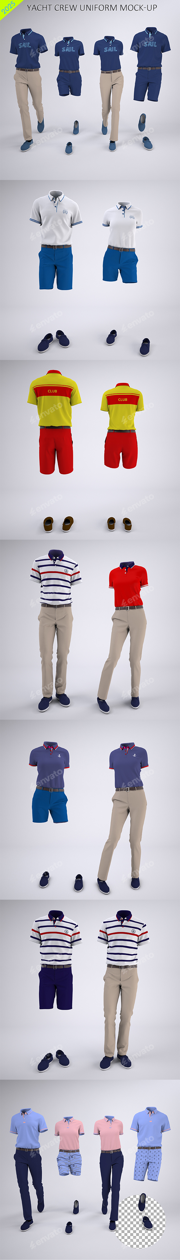 Yacht Crew Uniforms Pool and Beach Club Staff Uniform Mock-Up