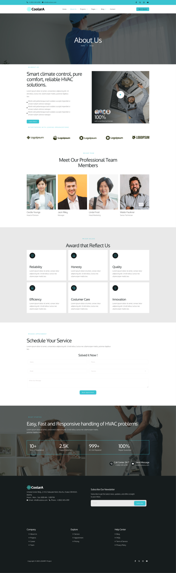 Coolara - Air Conditioner & HVAC Repair Service Elementor Template Kit