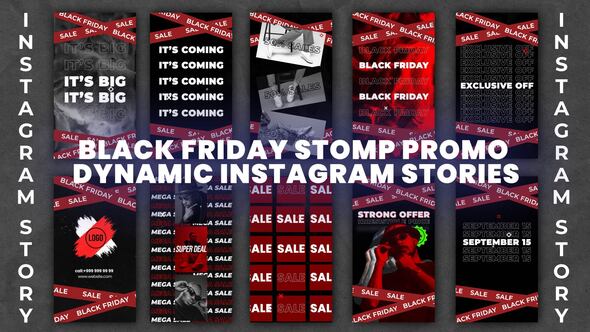 Black Friday Stomp Promo – Dynamic Instagram Stories Template for Sales & Discounts Openers template preview
