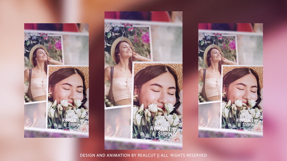 Vertical Romantic Spring Video Displays template preview