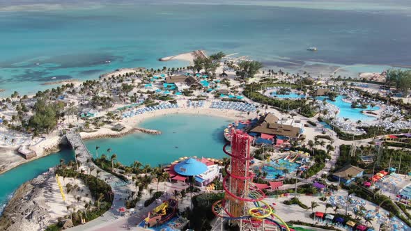 Aerial view of CocoCay Bahamas island alt