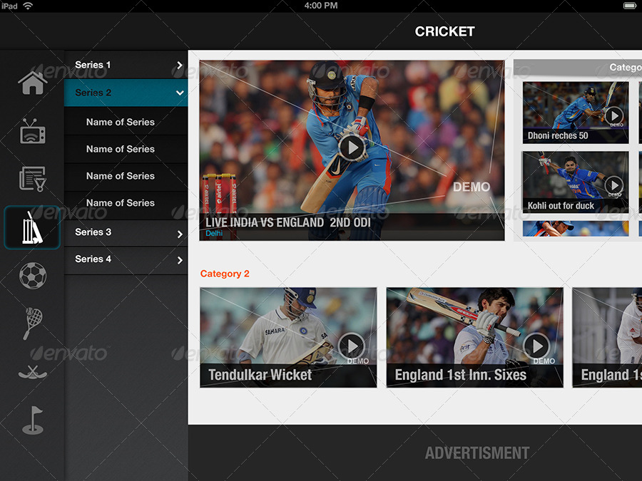 Sports Application iPad / Tablet by harishreddyv4 GraphicRiver