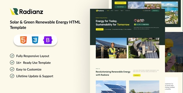 Radianz – Solar & Green Renewable Energy HTML Template