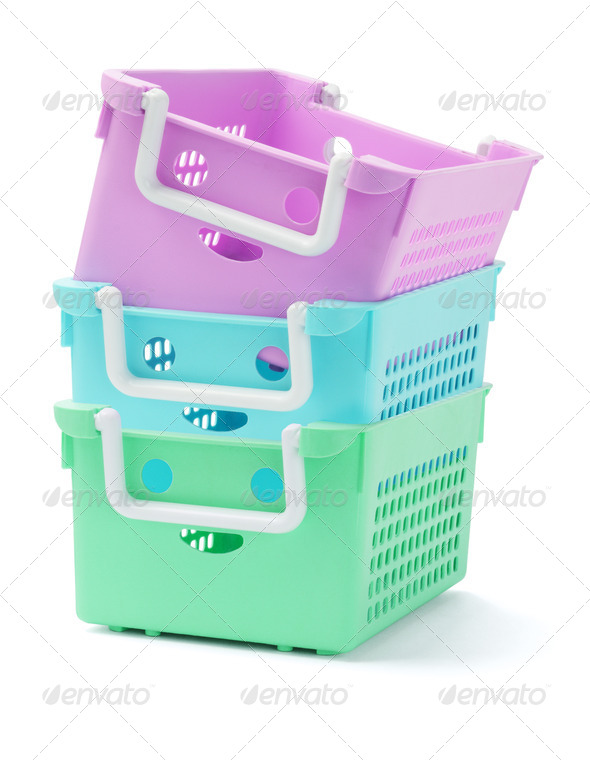 Three Plastic Baskets - Stock Photo - Images