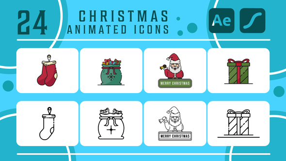 set of christmas icons pack animation video Openers template preview