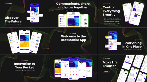 Dynamic App Promo Video Displays template preview