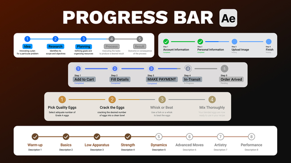 Multi Step Progress Bars Infographics template preview