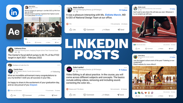 LinkedIn Post UI Mockups Elements template preview