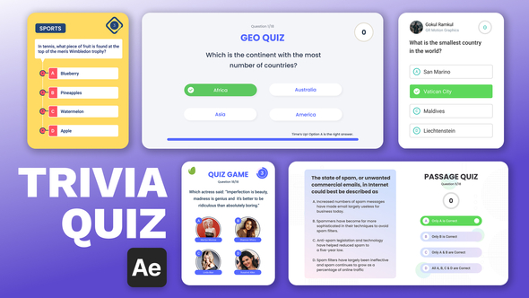 Quiz Creator Video Displays template preview