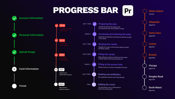 Vertical Step Progress Bars & Checklists Premiere Pro template preview