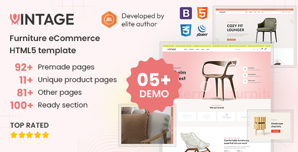 Vintage – Modern Furniture HTML eCommerce Template