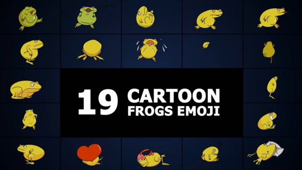 Cartoon Frogs Emoji for After Effects Elements template preview